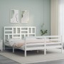 Doppelbettgestell mit weißem Massivholz-Kopfteil von , Betten und Lattenroste - Ref: Foro24-3194902, Preis: 148,44 €, Rabatt: %