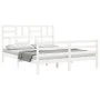 Double bed frame with white solid wood headboard by , Beds and slatted bases - Ref: Foro24-3194902, Price: 146,60 €, Discount: %