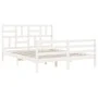 Double bed frame with white solid wood headboard by , Beds and slatted bases - Ref: Foro24-3194902, Price: 146,60 €, Discount: %