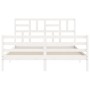 Doppelbettgestell mit weißem Massivholz-Kopfteil von , Betten und Lattenroste - Ref: Foro24-3194902, Preis: 148,44 €, Rabatt: %