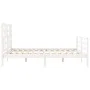 Double bed frame with white solid wood headboard by , Beds and slatted bases - Ref: Foro24-3194902, Price: 146,60 €, Discount: %