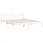 Double bed frame with white solid wood headboard by , Beds and slatted bases - Ref: Foro24-3194902, Price: 146,60 €, Discount: %