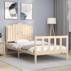 Bed frame with solid wood headboard 100x200 cm by , Beds and slatted bases - Ref: Foro24-3192286, Price: 132,81 €, Discount: %