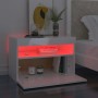 Nachttisch mit LED aus glänzend weißem Sperrholz, 60 x 35 x 40 cm von vidaXL, Nachttische - Ref: Foro24-3082786, Preis: 49,15...