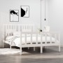 Weißer Massivholzbettrahmen 135x190 cm von , Betten und Lattenroste - Ref: Foro24-3104104, Preis: 155,05 €, Rabatt: %