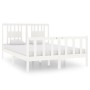Weißer Massivholzbettrahmen 135x190 cm von , Betten und Lattenroste - Ref: Foro24-3104104, Preis: 155,05 €, Rabatt: %