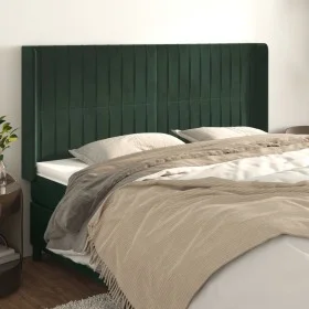 Headboard with dark green velvet ears 203x16x118/128cm by , Headboards and footboards - Ref: Foro24-3119887, Price: 146,16 €,...