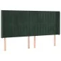 Headboard with dark green velvet ears 203x16x118/128cm by , Headboards and footboards - Ref: Foro24-3119887, Price: 146,16 €,...