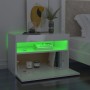 Nachttisch mit LED aus glänzend weißem Sperrholz, 60 x 35 x 40 cm von vidaXL, Nachttische - Ref: Foro24-3082786, Preis: 49,15...