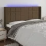 Cabecero con LED de tela marrón oscuro 163x16x118/128 cm de , Cabeceros y pies de cama - Ref: Foro24-3124057, Precio: 125,46 ...