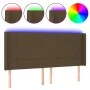 Dark brown fabric headboard with LED 163x16x118/128 cm by , Headboards and footboards - Ref: Foro24-3124057, Price: 125,46 €,...