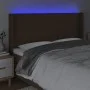 Dark brown fabric headboard with LED 163x16x118/128 cm by , Headboards and footboards - Ref: Foro24-3124057, Price: 125,46 €,...