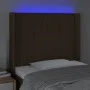 Headboard with LED in dark brown fabric 83x16x118/128 cm by , Headboards and footboards - Ref: Foro24-3124263, Price: 72,15 €...