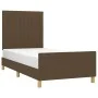 Dark brown fabric bed frame with headboard 90x190 cm by , Beds and slatted bases - Ref: Foro24-3125182, Price: 121,24 €, Disc...