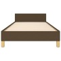 Dark brown fabric bed frame with headboard 90x190 cm by , Beds and slatted bases - Ref: Foro24-3125182, Price: 135,90 €, Disc...