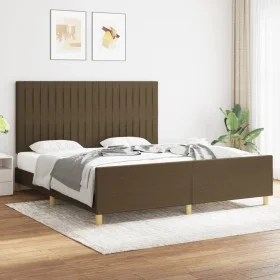 Bed frame with brown fabric headboard 180x200 cm by , Beds and slatted bases - Ref: Foro24-3125238, Price: 216,26 €, Discount: %