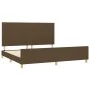 Bed frame with headboard in dark brown fabric 200x200cm by , Beds and slatted bases - Ref: Foro24-3125246, Price: 233,78 €, D...