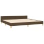 Bed frame with headboard in dark brown fabric 200x200cm by , Beds and slatted bases - Ref: Foro24-3125246, Price: 237,34 €, D...