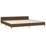 Bed frame with headboard in dark brown fabric 200x200cm by , Beds and slatted bases - Ref: Foro24-3125246, Price: 233,78 €, D...