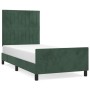 Dark green velvet bed frame with headboard 100x200 cm by , Beds and slatted bases - Ref: Foro24-3125864, Price: 149,36 €, Dis...