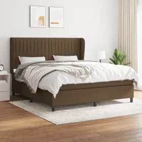 Box spring bed with dark brown fabric mattress 180x200 cm by , Beds and slatted bases - Ref: Foro24-3128144, Price: 599,59 €,...