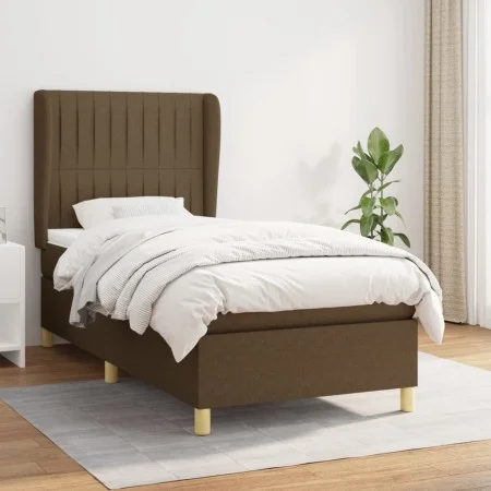 Box spring bed with dark brown fabric mattress 90x200 cm by , Beds and slatted bases - Ref: Foro24-3128656, Price: 328,01 €, ...