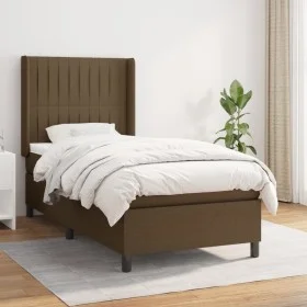 Box spring bed with dark brown fabric mattress 90x200 cm by , Beds and slatted bases - Ref: Foro24-3131564, Price: 326,91 €, ...