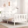 Single bed frame with white solid wood headboard by , Beds and slatted bases - Ref: Foro24-3192972, Price: 107,68 €, Discount: %