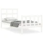 Single bed frame with white solid wood headboard by , Beds and slatted bases - Ref: Foro24-3192972, Price: 107,68 €, Discount: %