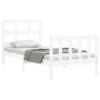 Single bed frame with white solid wood headboard by , Beds and slatted bases - Ref: Foro24-3192972, Price: 107,68 €, Discount: %