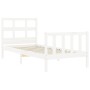 Estructura de cama individual con cabecero madera maciza blanco