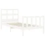 Estructura de cama individual con cabecero madera maciza blanco de , Camas y somieres - Ref: Foro24-3192972, Precio: 104,46 €...
