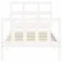 Single bed frame with white solid wood headboard by , Beds and slatted bases - Ref: Foro24-3192972, Price: 107,68 €, Discount: %