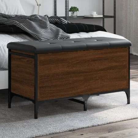 Brown oak engineered wood storage bench 82x42x45 cm by , Benches for halls and storage - Ref: Foro24-835146, Price: 77,03 €, ...