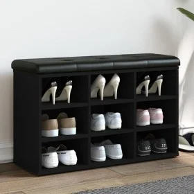 Black engineered wood shoe bench 82x32x50 cm by , Benches for halls and storage - Ref: Foro24-835104, Price: 70,05 €, Discoun...