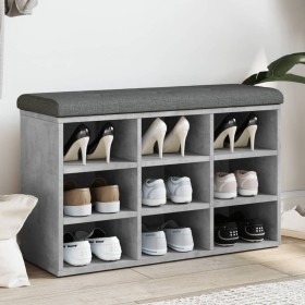 Concrete gray engineered wood shoe bench 82x32x50 cm by , Benches for halls and storage - Ref: Foro24-835106, Price: 64,43 €,...