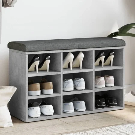 Concrete gray engineered wood shoe bench 82x32x50 cm by , Benches for halls and storage - Ref: Foro24-835106, Price: 63,60 €,...
