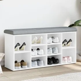 White engineered wood shoe bench 102x32x50 cm by , Benches for halls and storage - Ref: Foro24-835110, Price: 73,04 €, Discou...