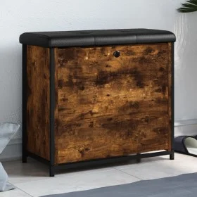 Shoe bench with folding drawer smoked oak 62x32x56 cm by , Benches for halls and storage - Ref: Foro24-835119, Price: 65,17 €...