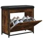 Shoe bench with folding drawer smoked oak 62x32x56 cm by , Benches for halls and storage - Ref: Foro24-835119, Price: 65,17 €...