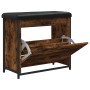 Shoe bench with folding drawer smoked oak 62x32x56 cm by , Benches for halls and storage - Ref: Foro24-835119, Price: 66,20 €...