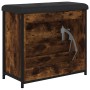 Shoe bench with folding drawer smoked oak 62x32x56 cm by , Benches for halls and storage - Ref: Foro24-835119, Price: 66,20 €...