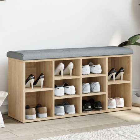 Schuhbank aus Holzwerkstoff Sonoma-Eiche 102x32x50 cm von , Bänke für Hallen und Lager - Ref: Foro24-835112, Preis: 77,11 €, ...