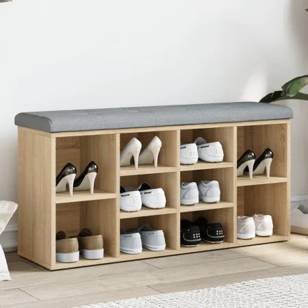 Shoe bench engineered wood Sonoma oak 102x32x50 cm by , Benches for halls and storage - Ref: Foro24-835112, Price: 75,89 €, D...
