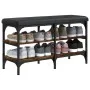 Banco zapatero madera de ingeniería roble ahumado 82x32x47 cm de , Bancos para recibidores y almacenamiento - Ref: Foro24-835...