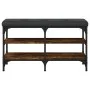 Banco zapatero madera de ingeniería roble ahumado 82x32x47 cm de , Bancos para recibidores y almacenamiento - Ref: Foro24-835...