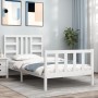 Weißer Massivholzbettrahmen mit Kopfteil 100x200 cm von , Betten und Lattenroste - Ref: Foro24-3191962, Preis: 130,15 €, Raba...