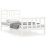 White solid wood bed frame with headboard 100x200 cm by , Beds and slatted bases - Ref: Foro24-3191962, Price: 128,18 €, Disc...