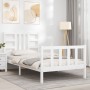 White solid wood bed frame with headboard 100x200 cm by , Beds and slatted bases - Ref: Foro24-3191962, Price: 130,15 €, Disc...