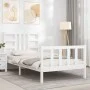 White solid wood bed frame with headboard 100x200 cm by , Beds and slatted bases - Ref: Foro24-3191962, Price: 128,18 €, Disc...